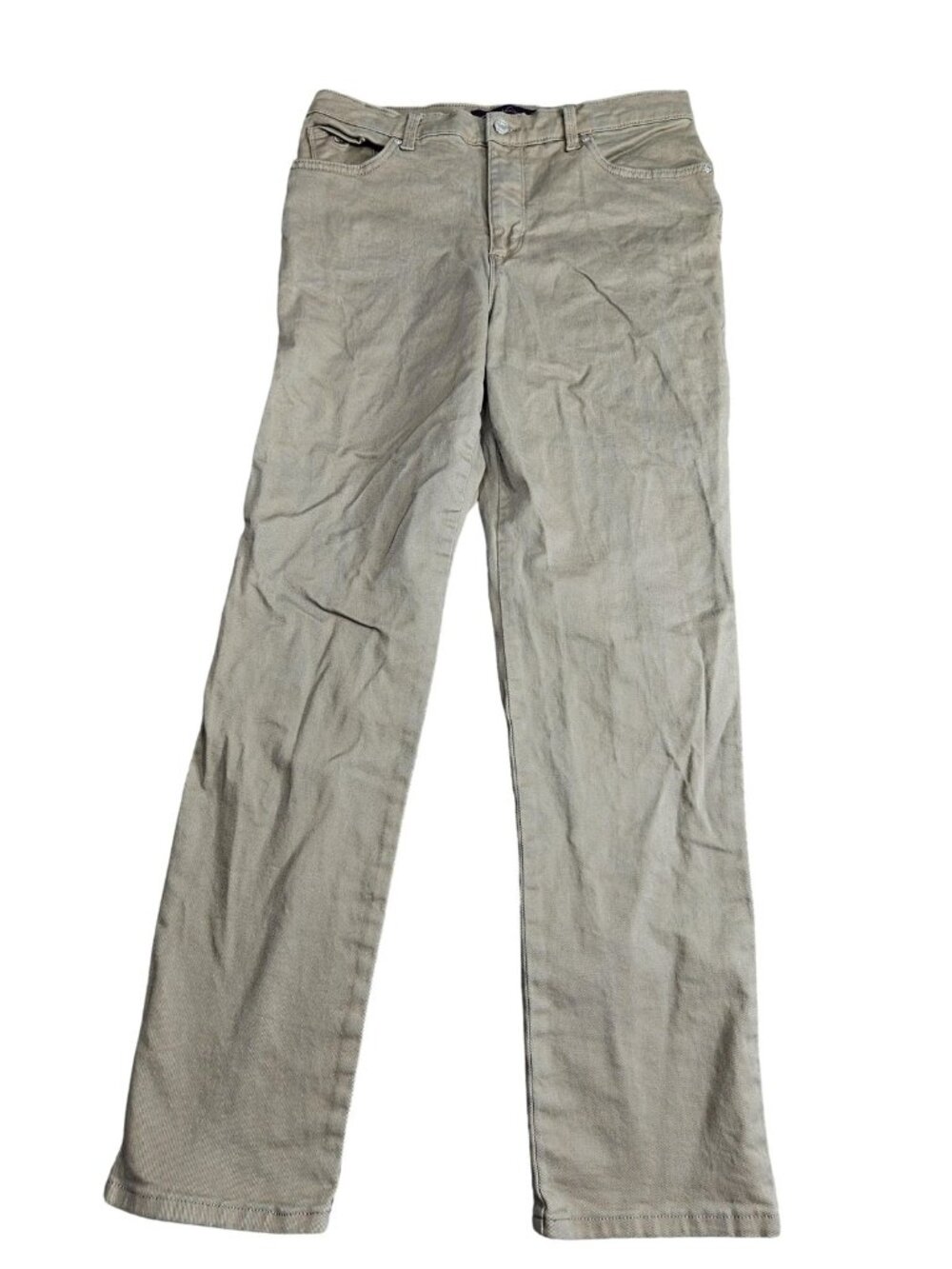 Gloria Vanderbilt Amanda Straight Jeans Womens 10 Beige Light Wash Stretch Denim